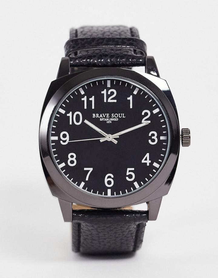 Brave Soul Full Figure Dial Watch In Gunmetal And Black