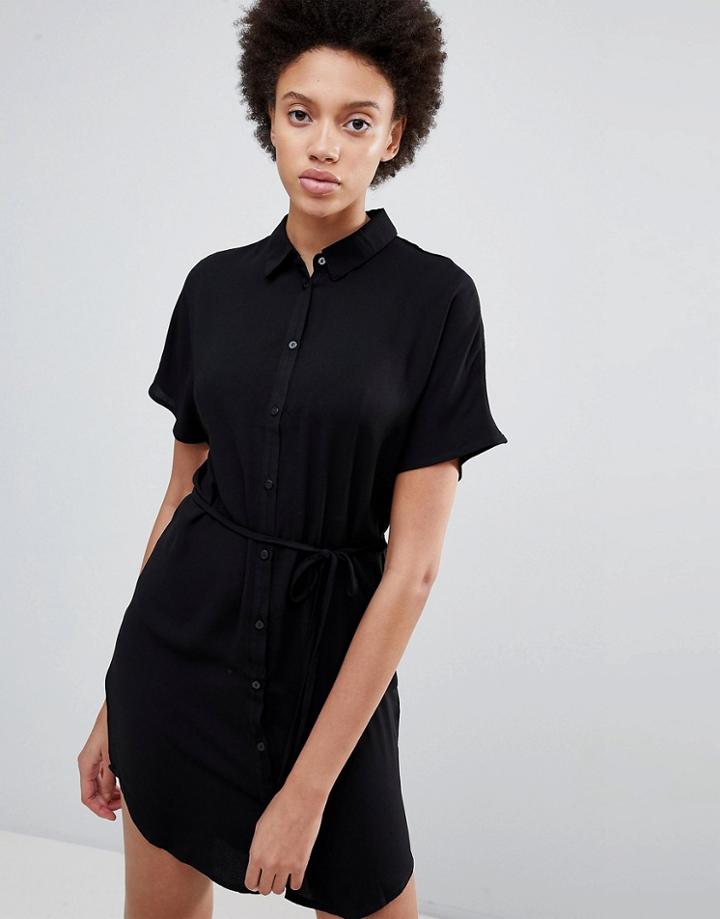 Unique21 Belted Shirt Dress - Black