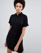 Unique21 Belted Shirt Dress - Black