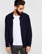 Asos Knitted Bomber Jacket - Blue