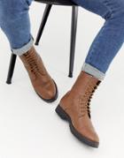 Truffle Collection Fleece Lined Lace Up Boots In Tan - Tan