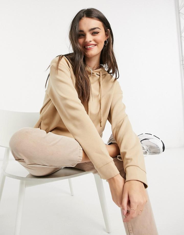 Stradivarius Drawstring Hoodie In Beige-neutral