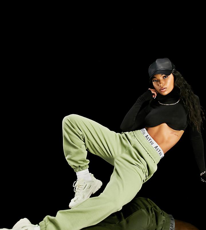 Asyou Sweatpants With Branded Elasticized Waistband In Green
