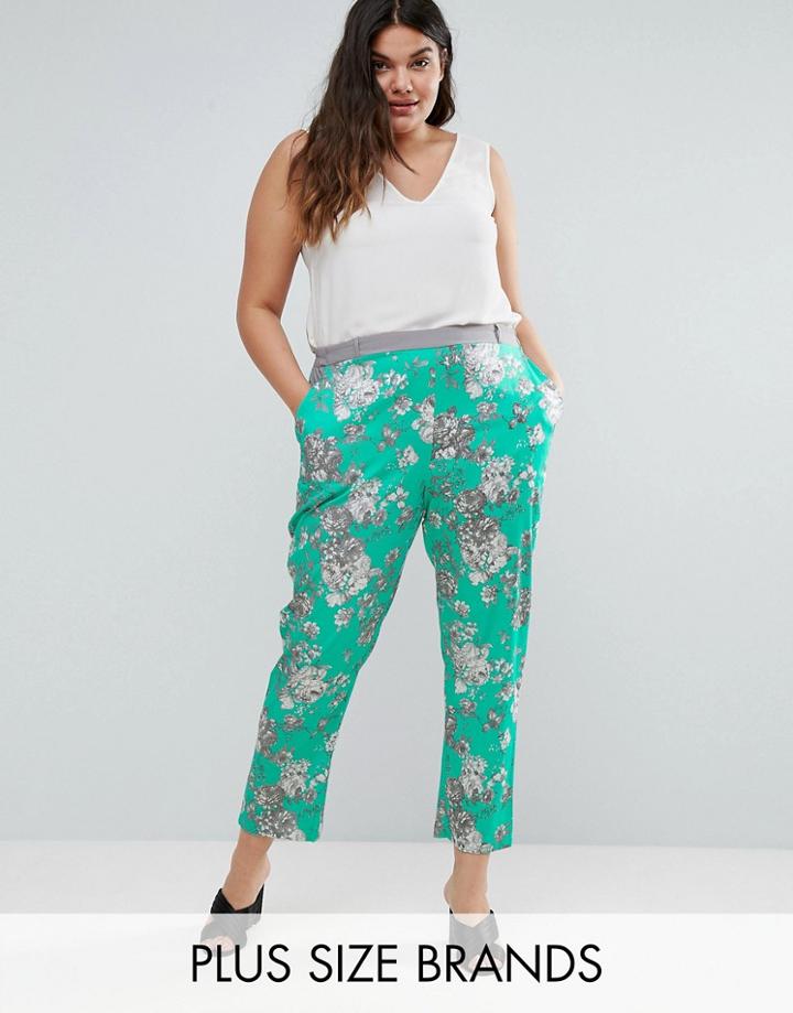 Elvi Turquoise Floral Pants - Green