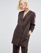 Selected Valina Double Breasted Suit Jacket - Brown
