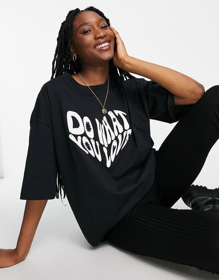 Topshop What You Love Oversized Boyfriend Tee In White-multi