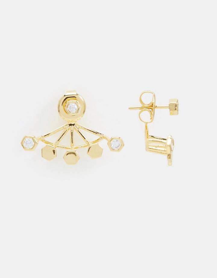 Orelia Fine Crystal Burst Earrings - Pale Gold