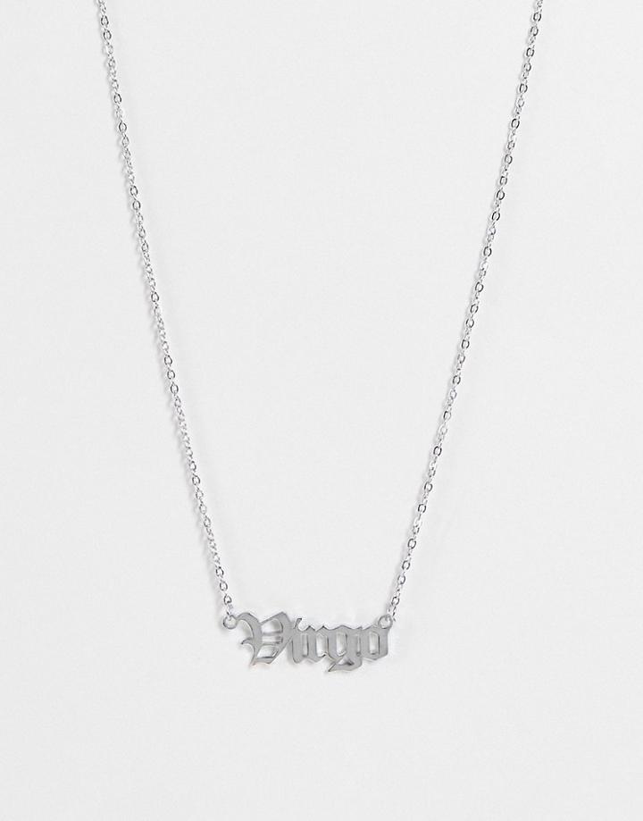 Designb London Virgo Stainless Steel Star Sign Necklace In Silver