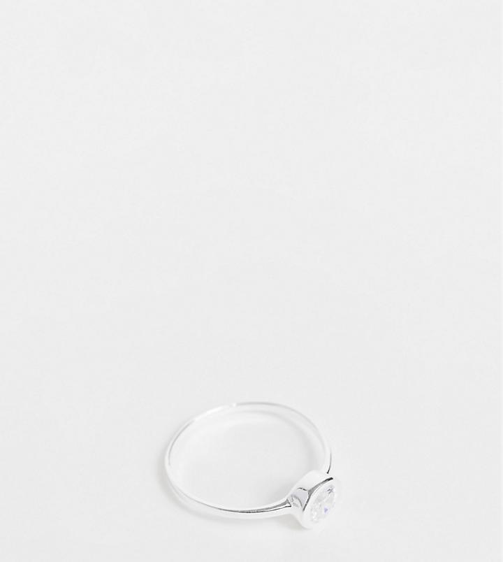 Kingsley Ryan Curve Ring With Clear Stone In Sterling Silver