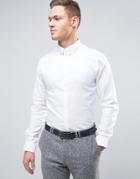 Burton Menswear Slim Smart Shirt With Collar Bar - White