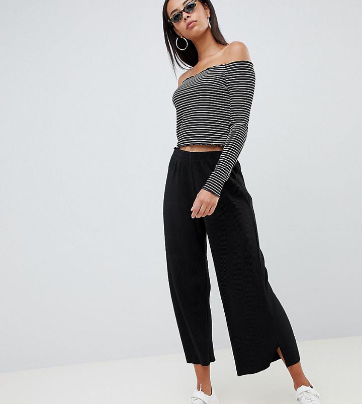 Asos Design Tall Plisse Culotte Pants - Black