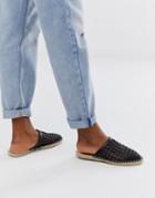 Asos Design Jessy Woven Espadrille Mules - Black