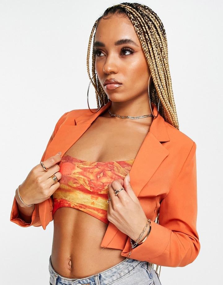Public Desire Cropped Blazer In Rust - Part Of A Set-brown