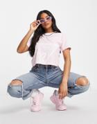 Guess Cropped Logo T-shirt In Pink