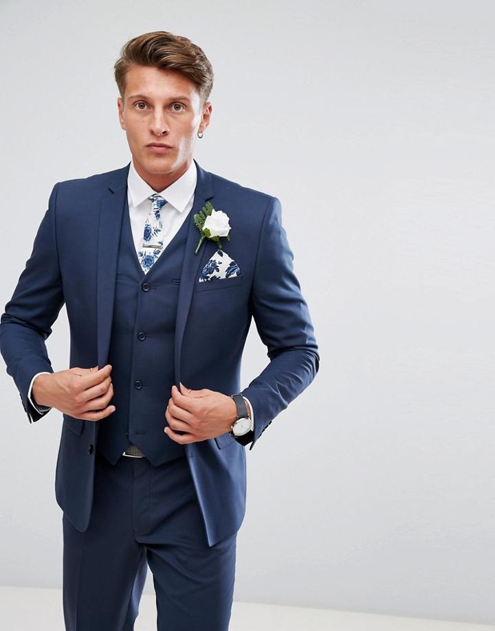 Asos Slim Suit Jacket In Mid Blue - Blue