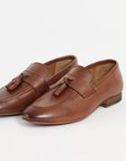 Schuh Ryan Tassel Loafers In Brown Leather