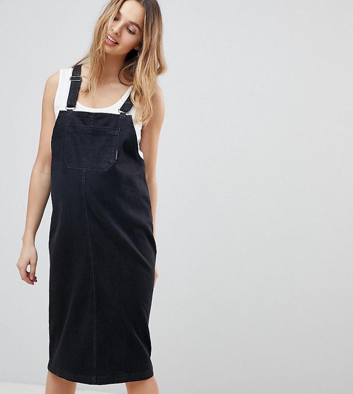 Supermom Maternity Pinafore Denim Midi Dress - Black