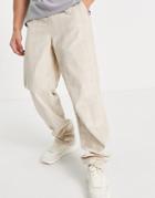 Asos Design Relaxed Pants In Checked Corduroy-neutral
