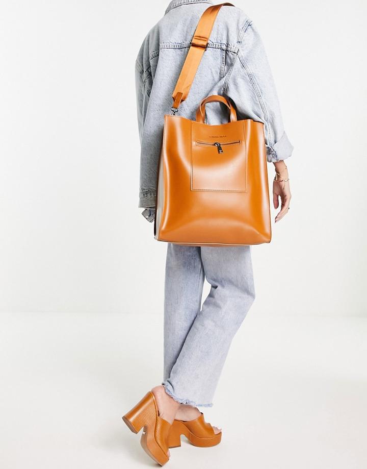 Claudia Canova Top Handle Box Tote Bag In Tan-brown
