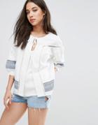 D.ra Claudette Paneled Jacket - White