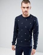 Casual Friday Sweatshirt With Feather Print - Navy