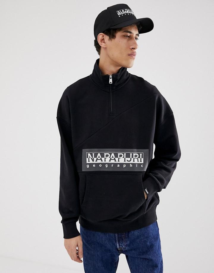 Napapijri Tribe Bek 1/4 Zip Sweat In Black - Black