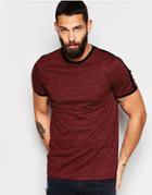 Asos T-shirt In Inject Dye With Contrast Taping In Oxblood - Oxblood