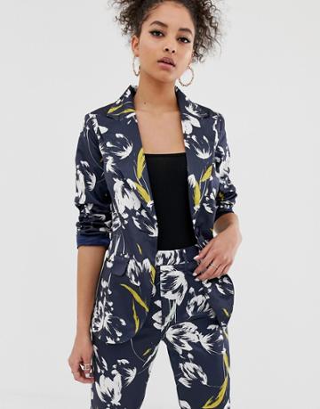 C By Cubic Floral Blazer - Navy
