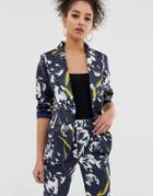C By Cubic Floral Blazer - Navy