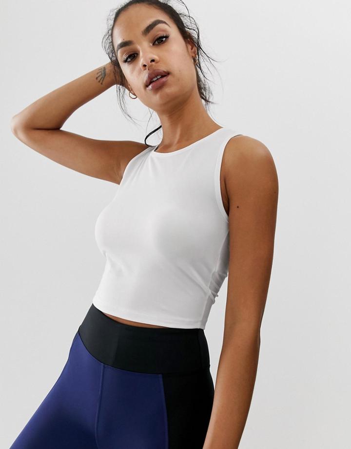 Asos 4505 Slightly Cropped Tank Top - White