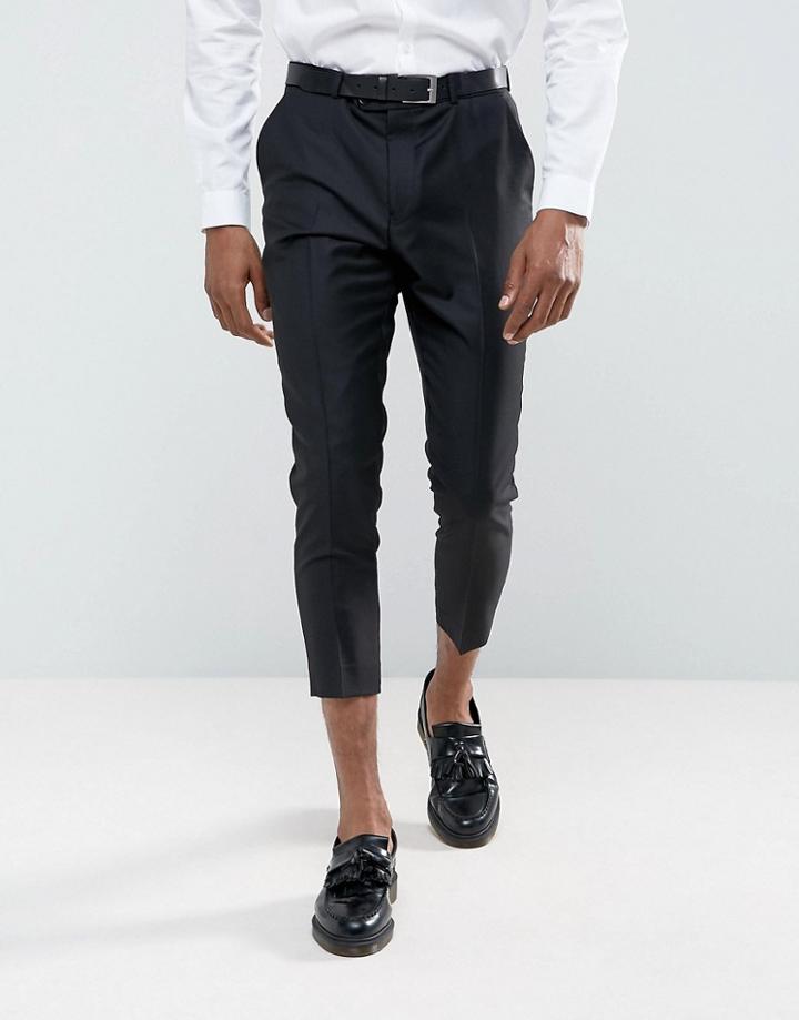 Asos Wedding Tapered Smart Pants In Black 100% Wool - Black