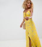 Brave Soul Petite Poppy Maxi Dress With Tie Detail - Yellow