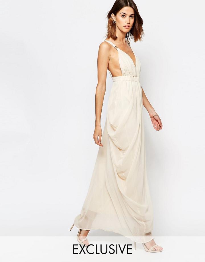 Vila Plunge Front Grecian Maxi Dress - Pink Tint