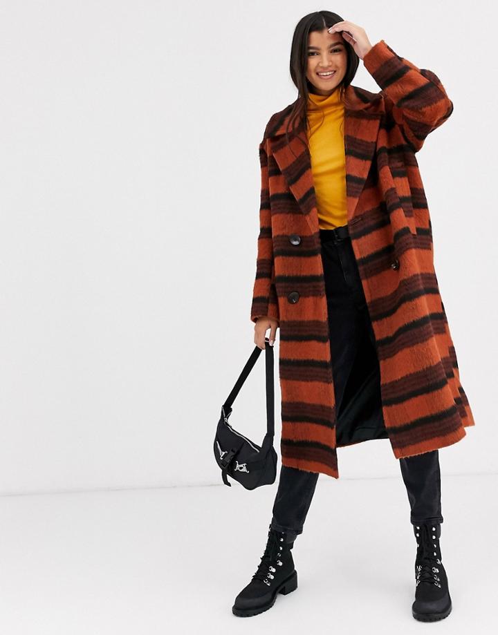 Asos Design Brushed Check Coat
