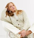 Monki Textured Cropped Cardigan In Dark Cream