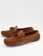 Silver Street Tassel Driving Shoes In Tan Suede-brown