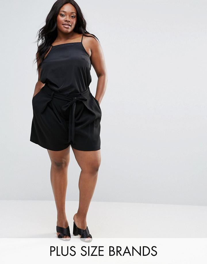 Elvi Plus Wide Leg Shorts - Black