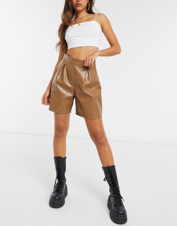 Naanaa Pu Bermuda Shorts In Camel-neutral