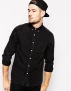Asos Denim Shirt In Long Sleeve With Black Overdye - Black