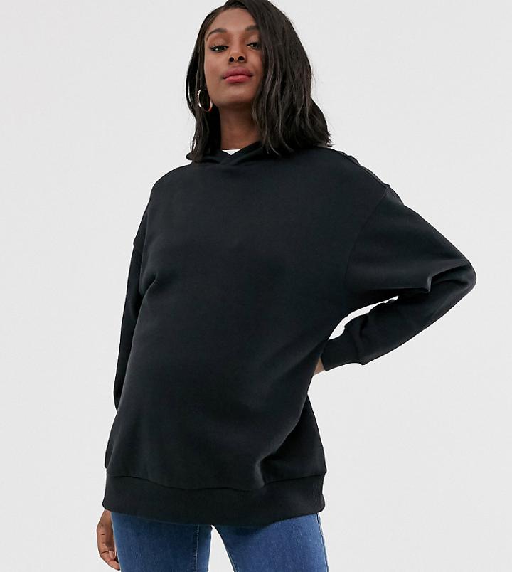 Asos Design Maternity Oversized Hoodie In Black