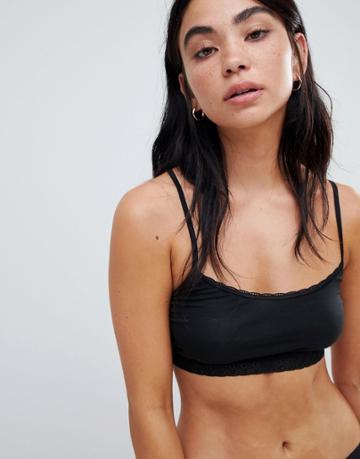 Sloggi Evernew Cotton Lace Crop Top In Black - Black