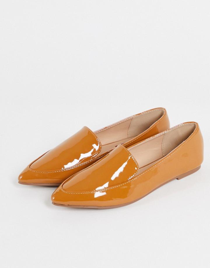 London Rebel Pointed Loafers In Tan-brown