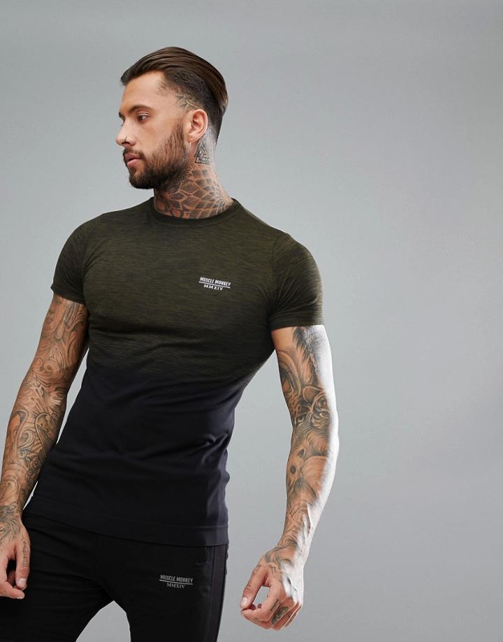Muscle Monkey Muscle T-shirt In Khaki Fade - Green
