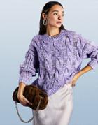 Asos Design Sweater With Chunky Cable In Mixed Purple Stitch