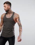 Brave Soul Drop Arm Hole Racer Back Tank - Green