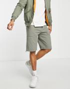 Topman Washed Cotton Cargo Shorts In Khaki-green