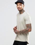 Asos Super Longline T-shirt With Asymmetric Hem - Aluminium