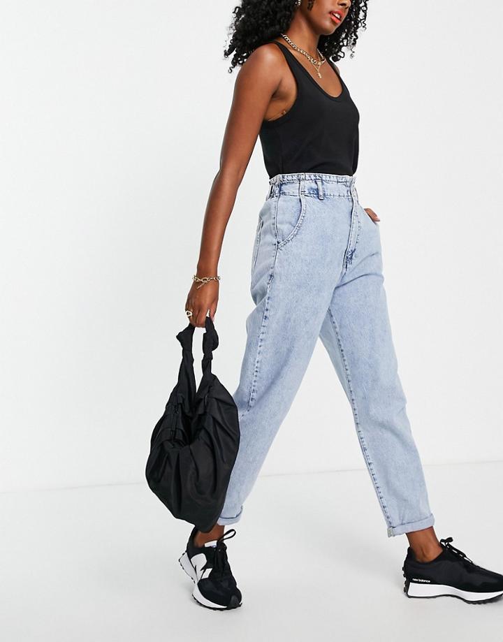 Mango Waist Detail Slouchy Jean In Blue-blues
