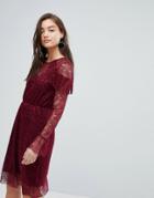 Warehouse Lace Tea Dress - Red