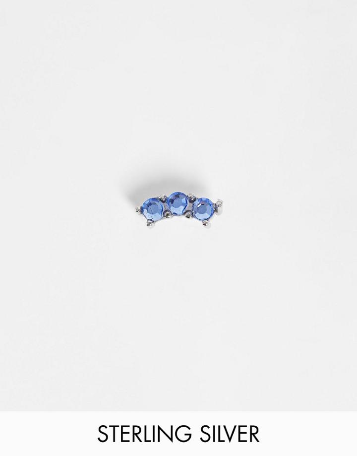 Kingsley Ryan Cartilage Stud With Blue Crystals In Sterling Silver-blues